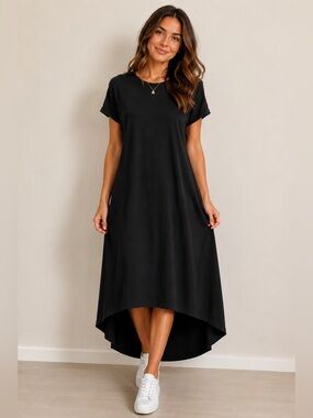 Alaster Queen Black Hi-Low Maxi T-Shirt Dress